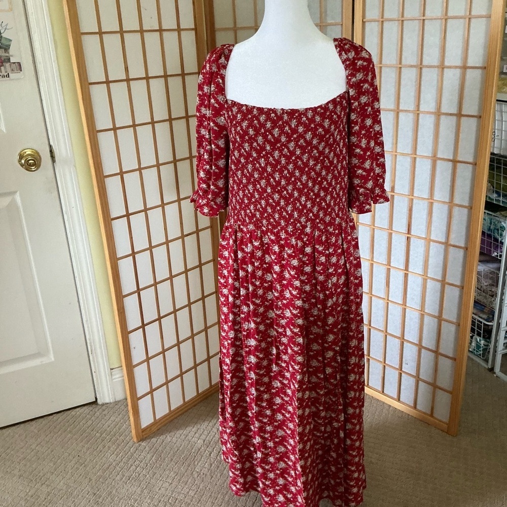NATURAL LIFE Red Puff Sleeve Sundress